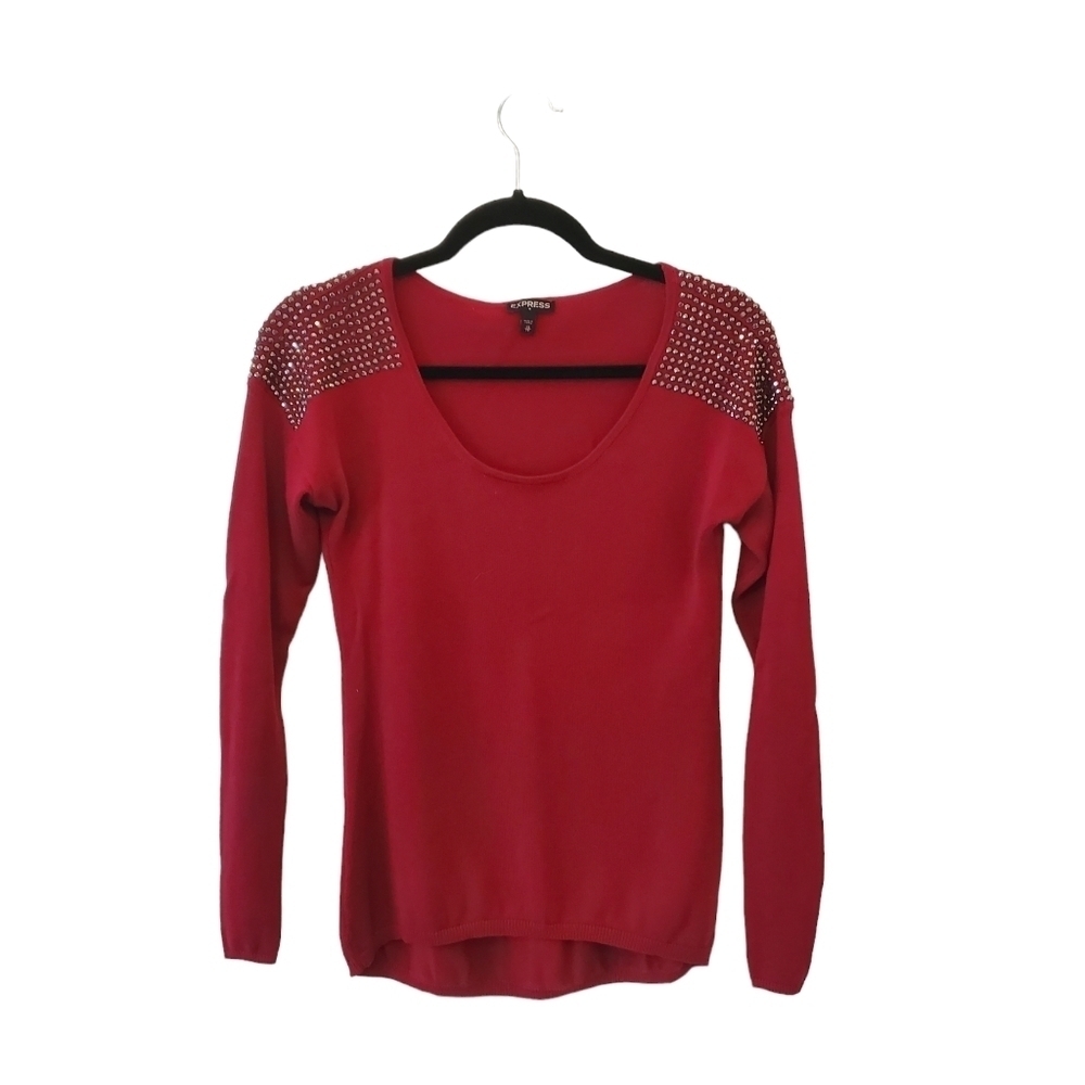 Express XSmall Petite Sparky Red Christmas Holiday Winter Sweater